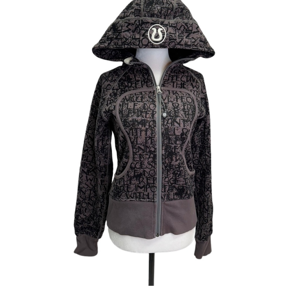 Lululemon Grey Manifesto Script Scuba Hoodie Size 6